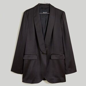 Madewell Black Satin Classic Blazer
